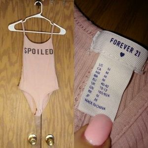 ''Spoiled" Pink Forever 21 Bodysuit